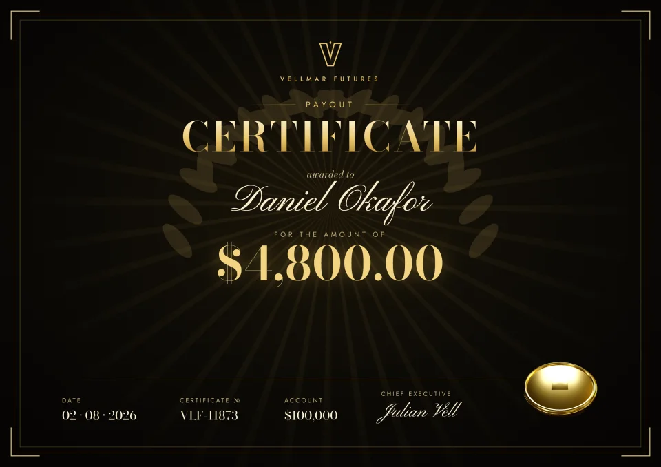 Vellmar Futures payout certificate for Daniel Okafor, $4,800.00